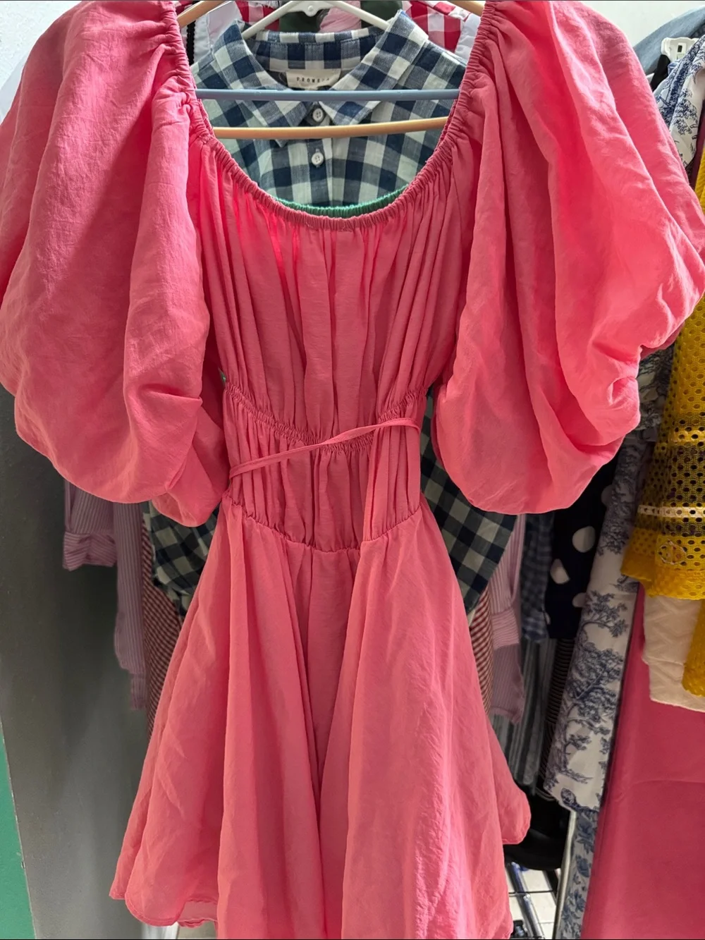 Pink Puff-Sleeve MINI Dress - - Picture 3 of 3